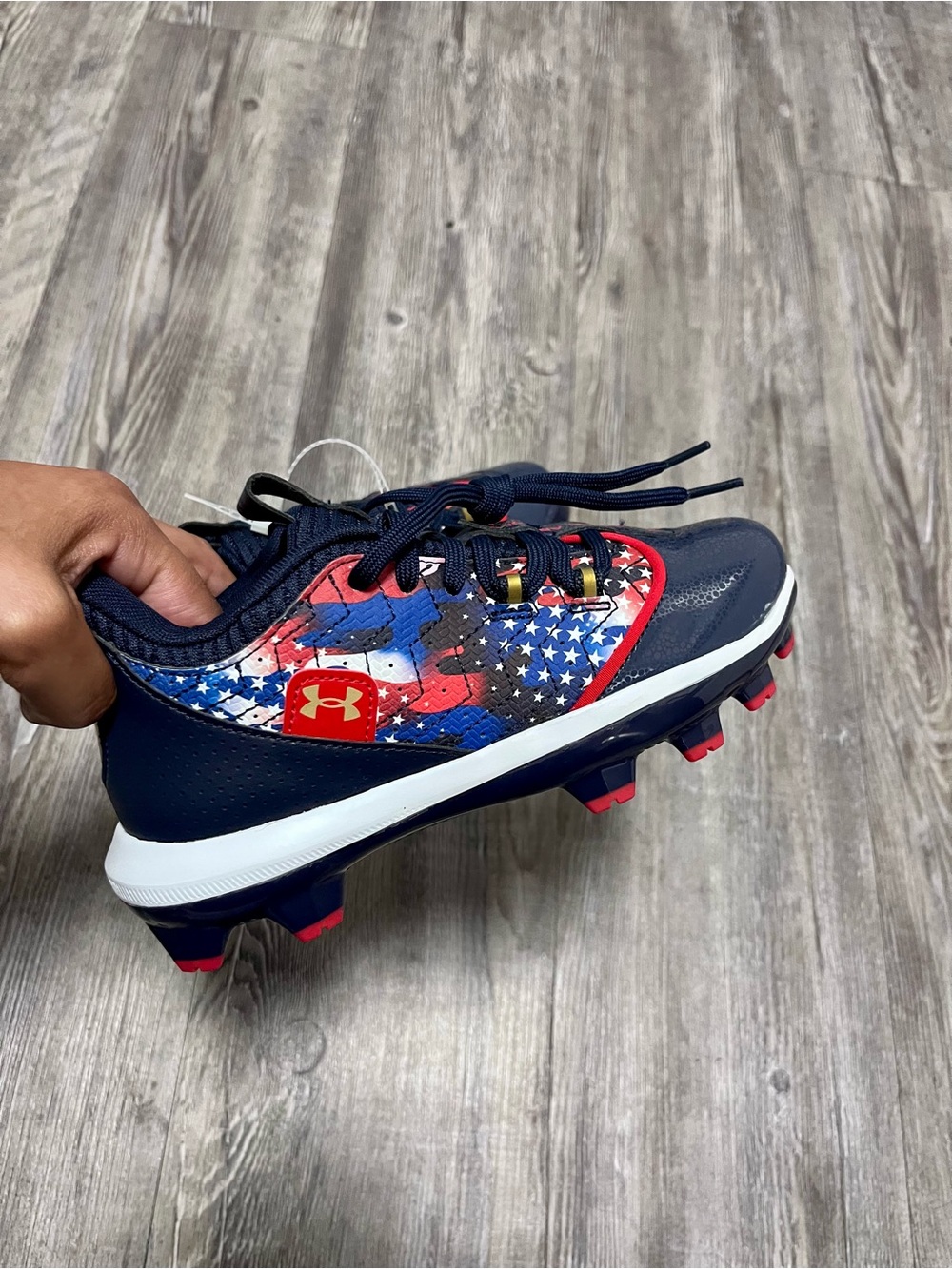 Under Armour Kids Navy Red White Blue Athletic Cleats